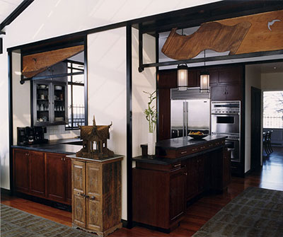 Kitchen viewed from Family Room in Conservatory