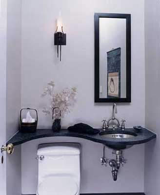 Powder Room with ying-yang counter