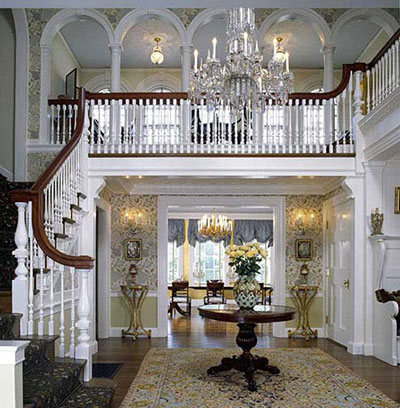 Main Stair Hall with William Morris wallpaper