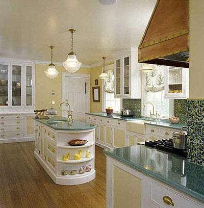 Kitchen with Pyrolave countertops and custom cabinets