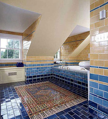 Spa Bath with glass mosaic floor