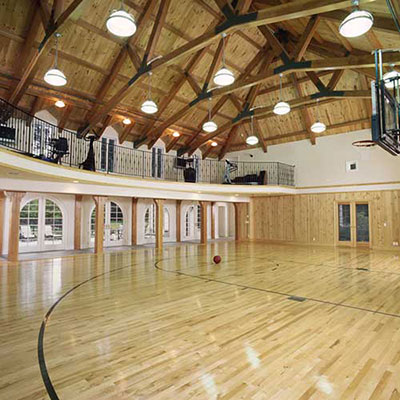 The Guest House includes a half court basketball court