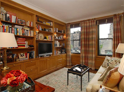 Library with faux bois cabinetry