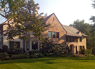 Front facade of dream home inspired by Voysey