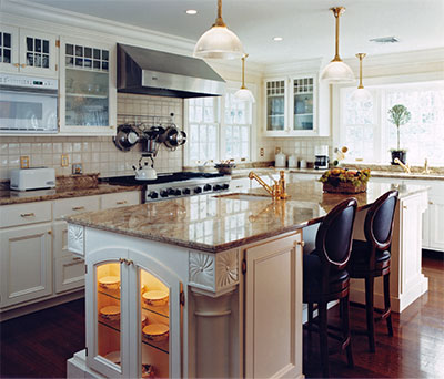 Kitchen cabinet carved details