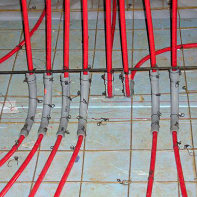 Radiant tubing detail prior to concrete placement