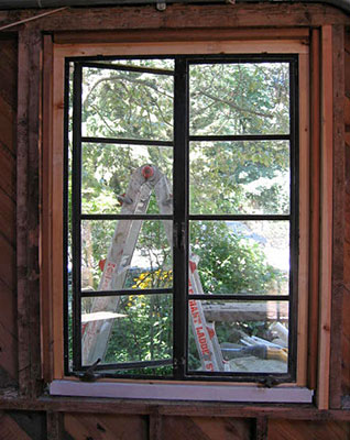 Salvaged 1930s Hope's steel window refurbished and reinstalled