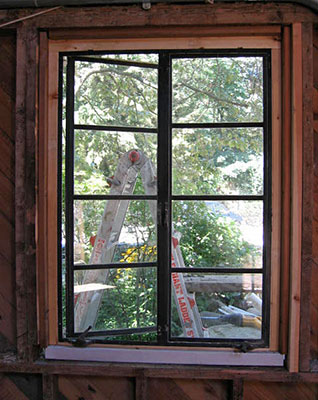 Salvaged 1930s Hope's steel window refurbished and reinstalled